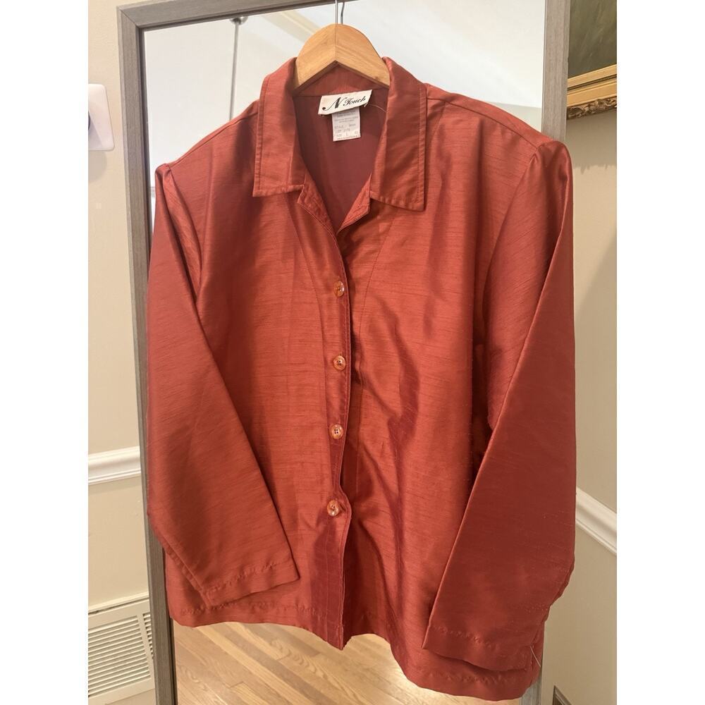 N Touch Mustard Metallic Sateen Blouse Large